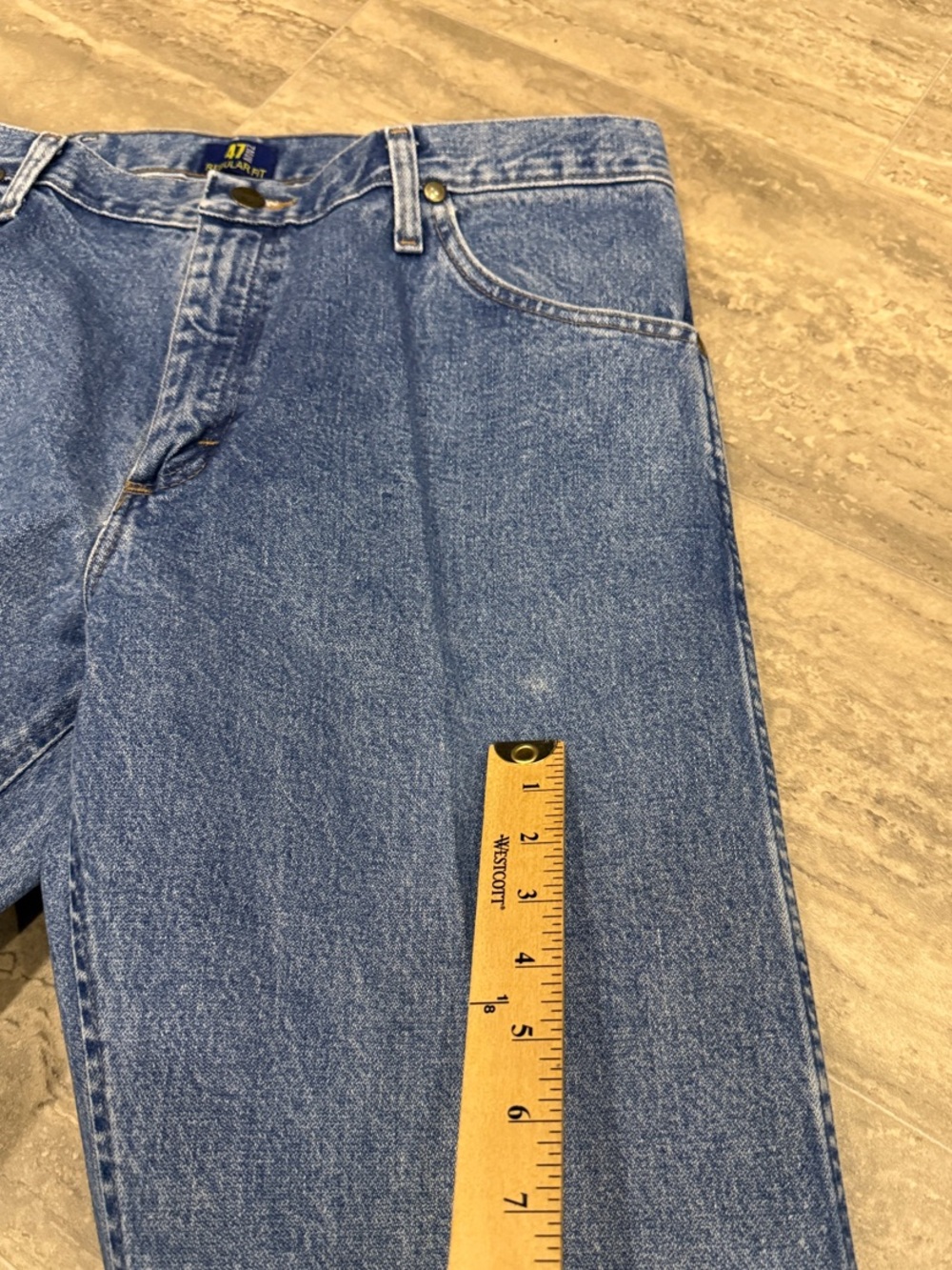 Men's Classic Blue Denim Jeans - Casual Straight Fit 47WMZSW Size 34x34 - Picture 7 of 11